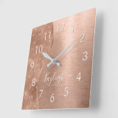 金属バラ金ゴールドパーソナライズされたグリッター スクエア壁時計 (傾斜)