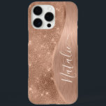 金属バラ金ゴールドパーソナライズされたグリッター iPhone 16 PRO MAXケース<br><div class="desc">このバラ金ゴールドのつや消し金属と魅力的なグリッターケースを、おフェイク客様のパターン（の模様が）ある名前をカスタムするで簡単にカスタマイズできます。</div>