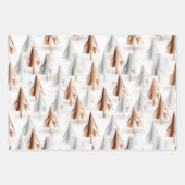 金属バラ金ゴールドピンクシルバークリスマスツリー ラッピングペーパーシート (正面)