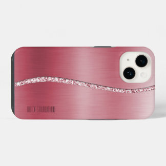 金属バラ金ゴールド及びグリッター波 iPhone 14ケース