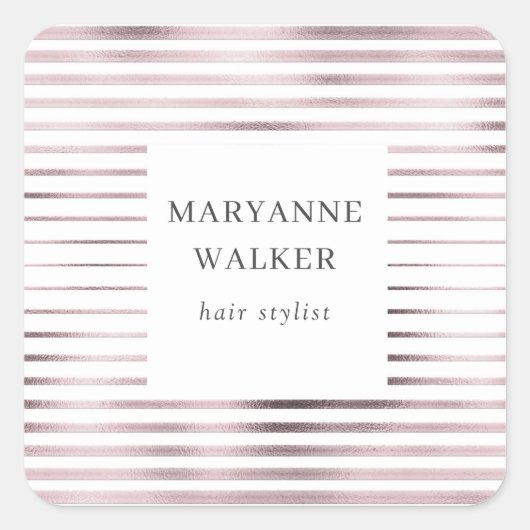 金属バラ金ゴールド箔ストライプモノグラエレガントム スクエアシール (正面)