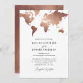 金属バラ金ゴールド結婚世界地図の旅行 (正面/裏面)