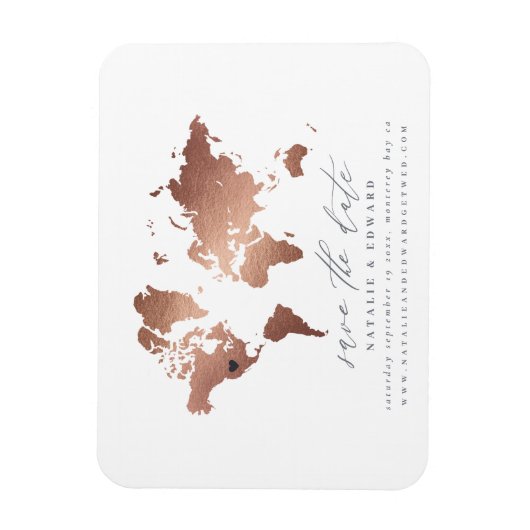 金属バラ金ゴールド結婚世界地図の発表 マグネット (縦)