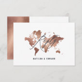 金属バラ金ゴールド結婚世界地図のR.S.V.P 出欠カード (正面/裏面)