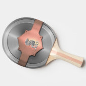 金属バラ金ゴールド鋼トロムペロエイルモノグラム 卓球ラケット (横)