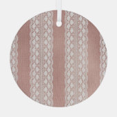 金属バラ金ゴールド、オフホワイトレーステクスチャ。 ガラスオーナメント (裏面)