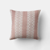 金属バラ金ゴールド、オフホワイトレーステクスチャ。 クッション (裏面)