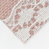 金属バラ金ゴールド、オフホワイトレーステクスチャ。 フリースブランケット (角)