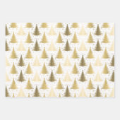 金属バラ黄色金ゴールドクリスマスツリーパターン ラッピングペーパーシート (正面2)