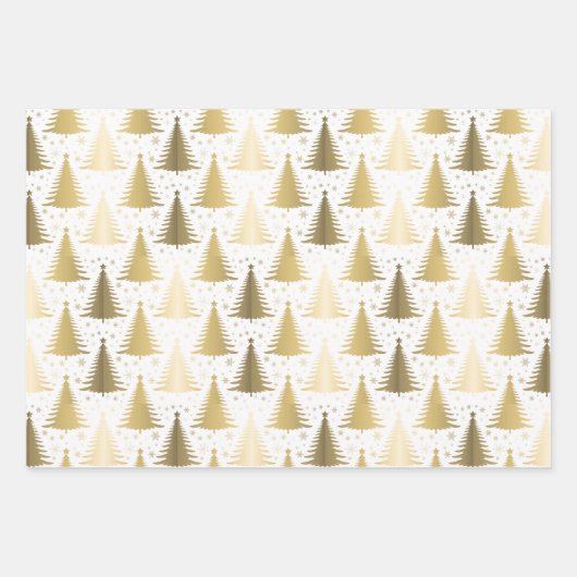 金属バラ黄色金ゴールドクリスマスツリーパターン ラッピングペーパーシート (正面2)