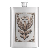 金属バラ-金ゴールドはっきりしたワシ フラスク (正面)
