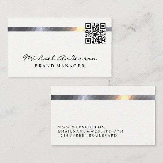 金属バー | QRコード 名刺 (正面/裏面)
