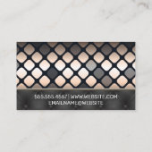 金属パターン |黒い布張り余白 名刺 (裏面)