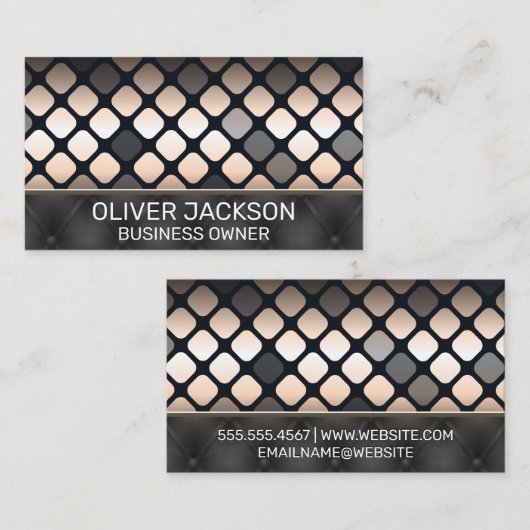 金属パターン |黒い布張り余白 名刺 (正面/裏面)