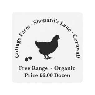 金属パーソナライズされた壁サイン – 自由範囲卵 メタルプリント