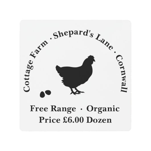 金属パーソナライズされた壁サイン – 自由範囲卵 メタルプリント (正面)