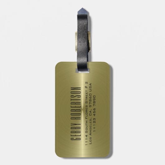 金属パーソナライズされた金ゴールドステンレス鋼の外観 ラゲッジタグ (裏面縦)