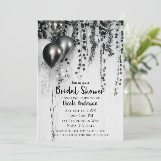 金属パーティーバルーン素朴アイビーブライダルシャワー 招待状 (スタンド正面)