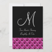 金属ピンクの黒い銀製の孔雀の結婚 招待状 (裏面)