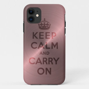金属ピンクのKeep Calm and Carry On iPhone 11 ケース