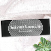 金属フェイクダイヤモンドプレート黒縁ど名タグ 名札