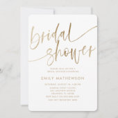 金属フェイク金ゴールドタイポグラフィブライダルシャワー 招待状 (正面)