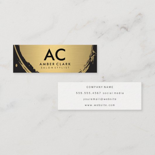 金属フェイク金ゴールドブラシ付きモノグラム スキニー名刺 (正面/裏面)