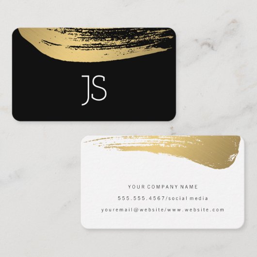 金属フェイク金ゴールドブラシ付きモノグラム 名刺 (正面/裏面)