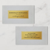 金属フェイク金ゴールドラベル及び皮革 名刺 (正面/裏面)