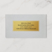 金属フェイク金ゴールドラベル及び皮革 名刺 (裏面)