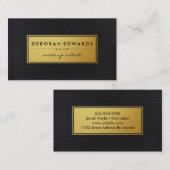 金属フェイク金ゴールドラベル及び皮革 名刺 (正面/裏面)