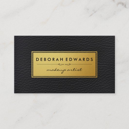 金属フェイク金ゴールドラベル及び皮革 名刺 (正面)