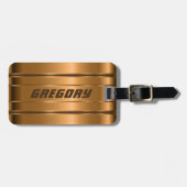 金属フェイク銅ストライプパターン ラゲッジタグ (正面横)