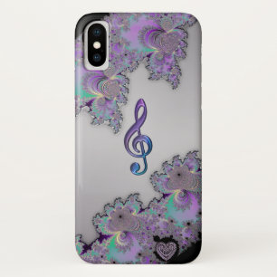 金属フラクタル音楽クレフ、音符記号のiPhoneの場合 iPhone X ケース
