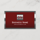 金属フレームモダンプロフェッショナルモノグラムレッド 名刺 (正面)