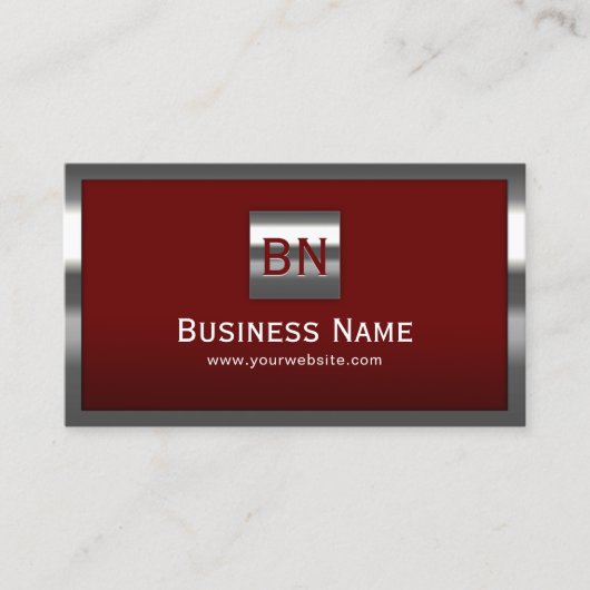 金属フレームモダンプロフェッショナルモノグラムレッド 名刺 (正面)