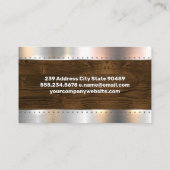 金属ブラシリベット | 木目の背景 名刺 (裏面)