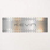 金属ブラシ仕上げアルミニウム幾何学的デザイン ヨガマット (裏面(横))