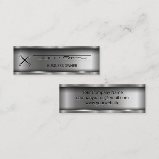 金属ブラシ仕上げ工業用 |レンチ スキニー名刺 (正面/裏面)