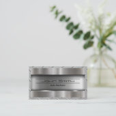 金属ブラシ仕上げ工業 | スチール縁ど 名刺 (スタンド正面)