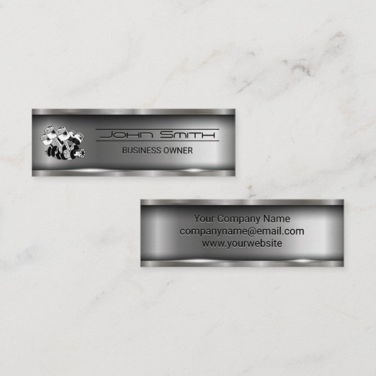 金属ブラシ仕上げ工業 | Car Pistons スキニー名刺 (正面/裏面)