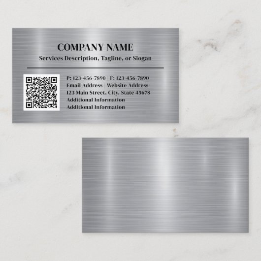 金属ブラシ仕上げ鋼製アルミニウムスタイル追加QRコード 名刺 (正面/裏面)