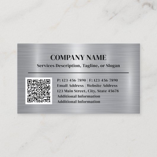 金属ブラシ仕上げ鋼製アルミニウムスタイル追加QRコード 名刺 (正面)