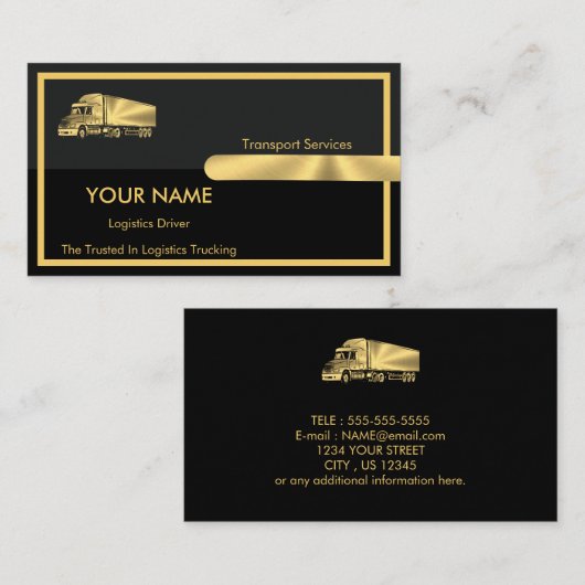 金属ブラシ付きカラム物流トラック会社 名刺 (正面/裏面)