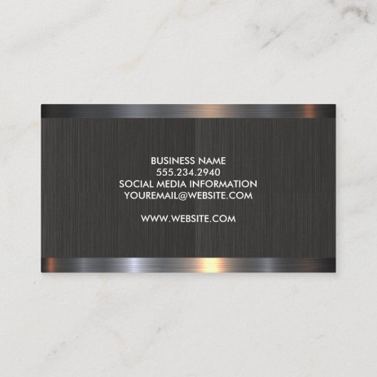 金属ブラシ付きトリム |黒いテクスチャ 名刺 (裏面)