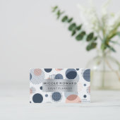 金属ブラシ付きフレーム |抽象芸術デジタル幾何学模様 名刺 (スタンド正面)