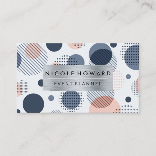 金属ブラシ付きフレーム |抽象芸術デジタル幾何学模様 名刺 (正面)