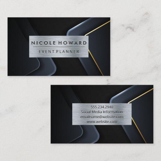 金属ブラシ付きフレーム |抽象芸術産業 名刺 (正面/裏面)