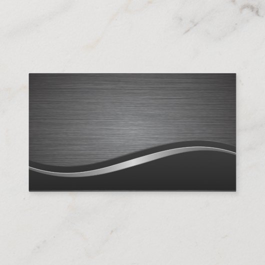 金属ブラシ付き波の背景 |実在財産 名刺 (裏面)