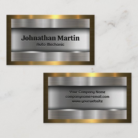 金属ブラシ |アルミニウム金ゴールド 名刺 (正面/裏面)